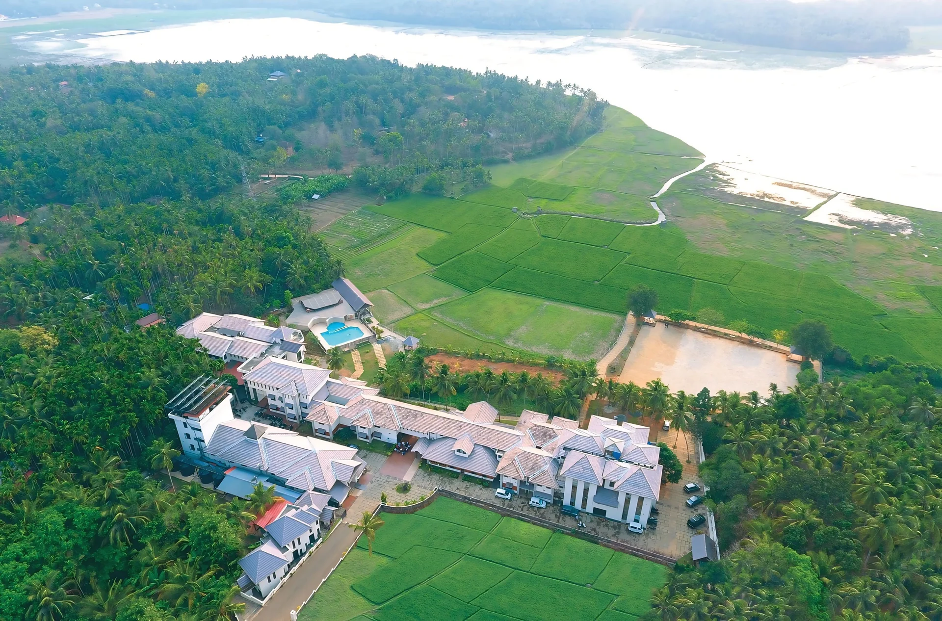 Aerial Panorama of Ayurgreen Ortho-Neuro Rehab Hospital Campus in Edappal Kerala
